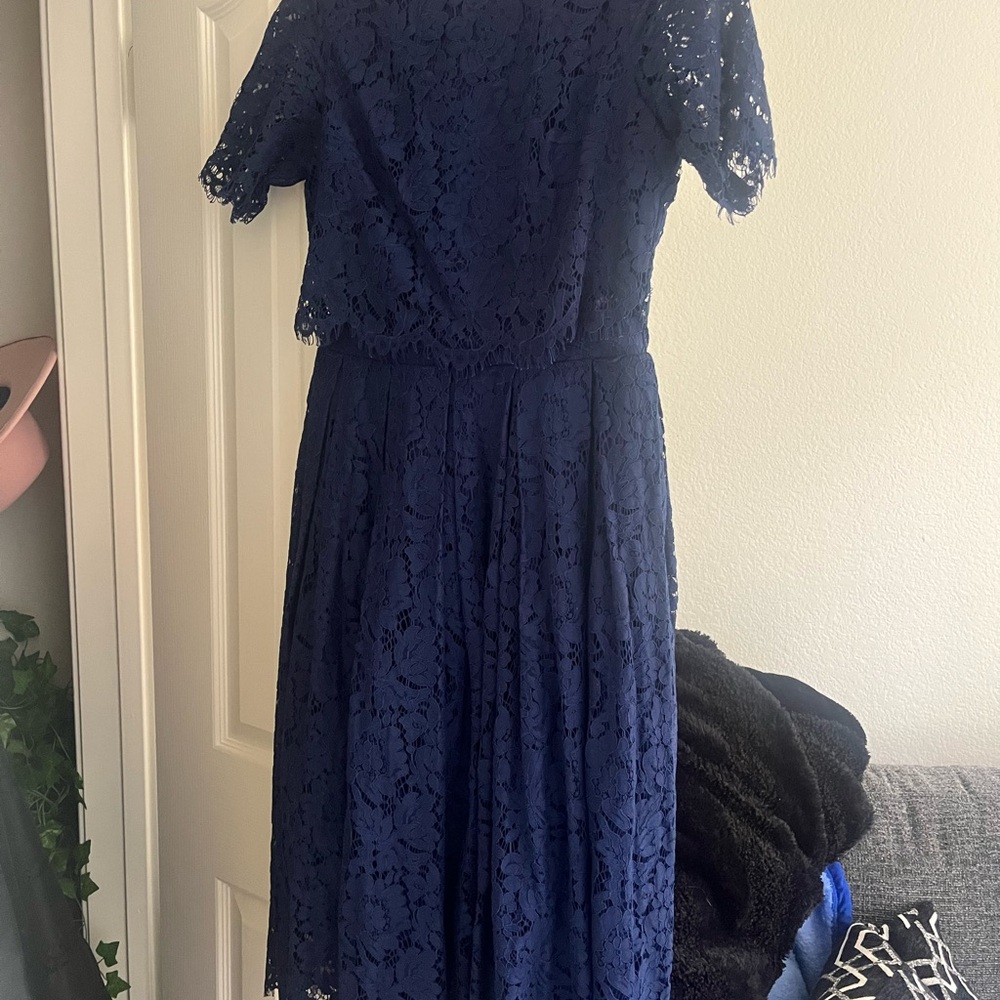 Blue Midi Sundress with Flutter Sleeves and Crew Neck
